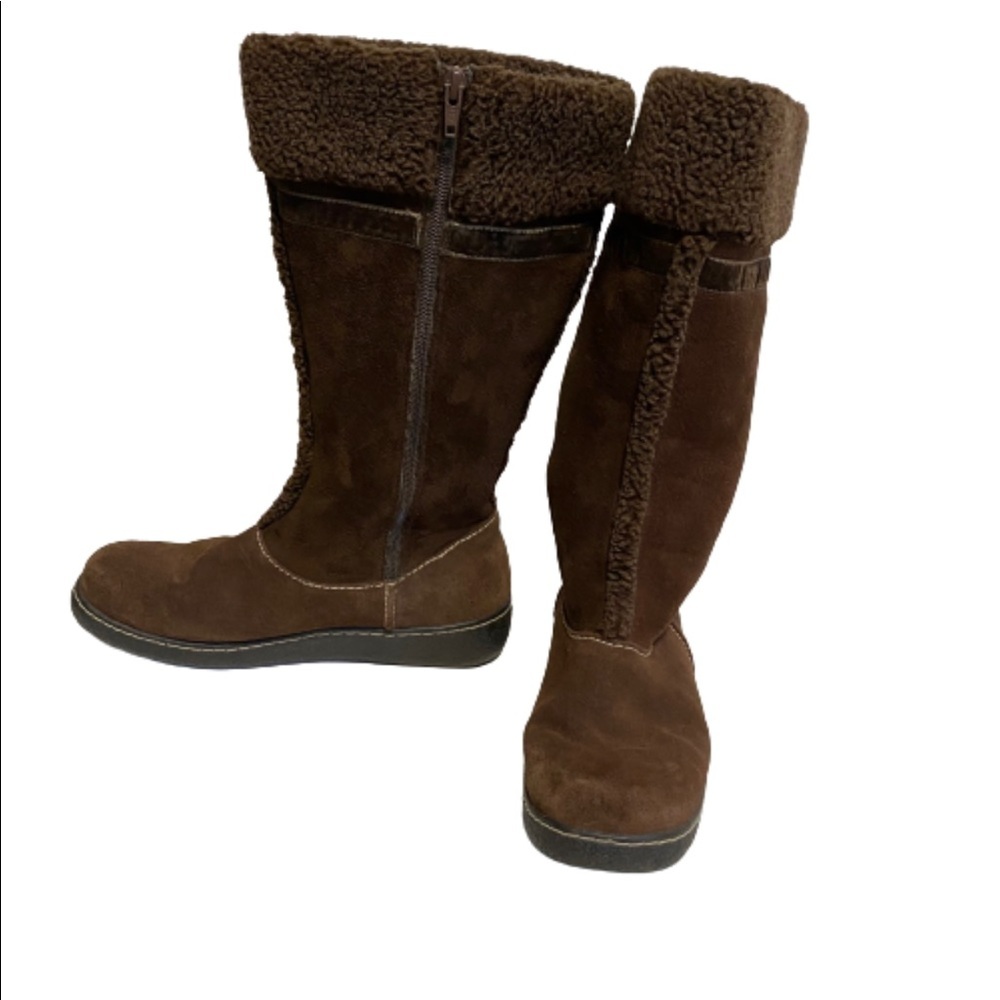 Lands End Women’s Brown Suede Sherpa Lined Boots  Sherpa Size 7D